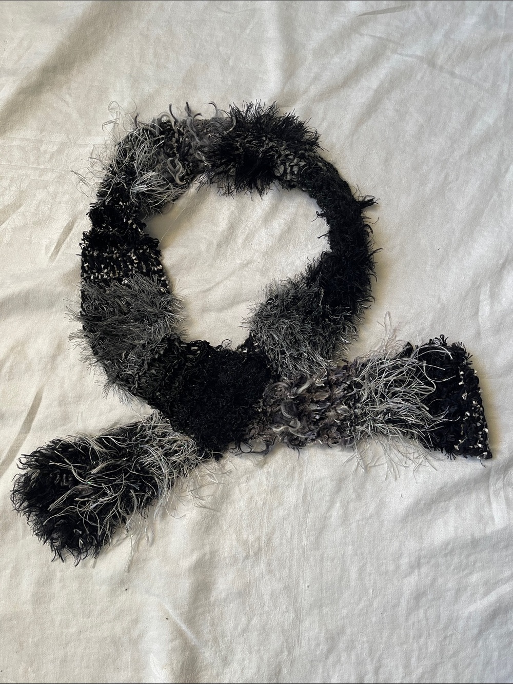 Black & Gray Textured Fashion Scarf - Women Accessories
